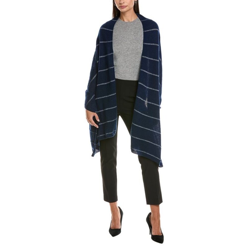 Forte Cashmere Lurex Stripe Cashmere Wrap, Blue